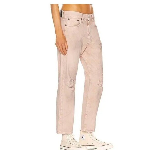 $669 R13 BOYFRIEND CROPPED JEAN. IN PEYTON PINK - Picture 2 of 14